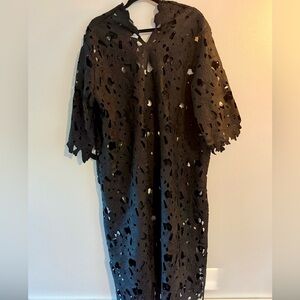 Anthropologie Black Crochet Swim Coverup